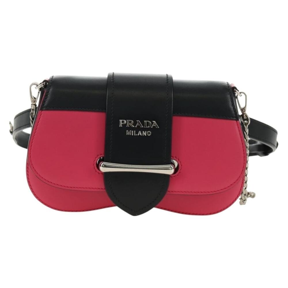 Prada Leather Sydney Chain Shoulder Bag Black